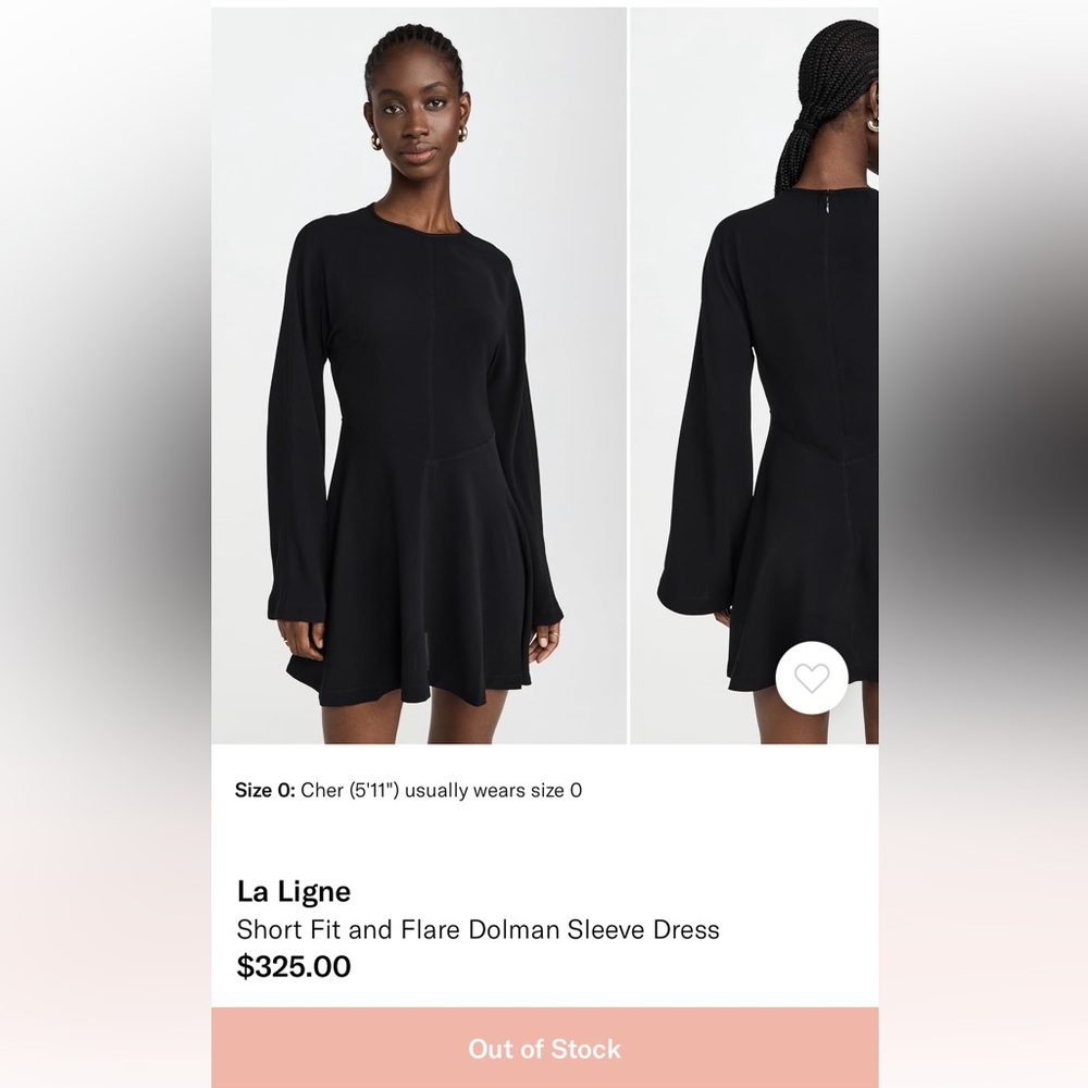 La Ligne Black Long-Sleeve Fit-and-Flare Mini Dress - Picture 3 of 11